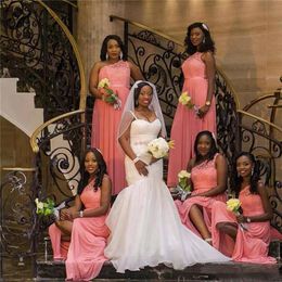 2023 Uzun Moda Bir Çizgi Pileler Ucuz Şifon Uzun Düğün Nedime Elbiseleri Fermuar Arka Kat Uzunluğu Bir Omuz Özel Yapımı