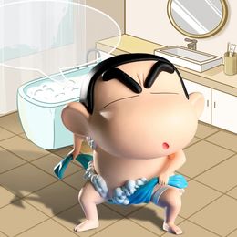 Decorative Objects Figurines 1pcs Q Version Cute Anime Figure Crayon Shin Chan Nohara Shinnosuke Cake Decoration About 15CM Action Figures Model Ornament 230621