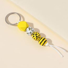 Keychains Keychain Cute Bee Beaded Pendant Creative Bag Car Hanging Decoration Accompanying Hand Gift Small