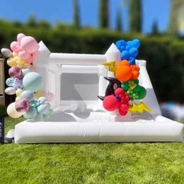 Playhouse 3 in 1 Outdoor Rental White Bounce House Inflatable Bouncy castle Slide Wedding Bouncer jumping Castles jumper With ball pit For Kids