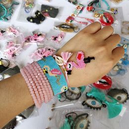 Charm Bracelets SHINUSBOHO 3Pcs/set Men Beaded Fringed Pulseras Bijoux MIYUKI Pink Flamingo Bracelet For Women Animlal Jewellery Raym22