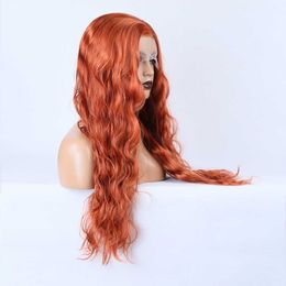 Woman Synthetic Lace Wig Deep Part Ginger Body Wave Wigs for Women Cosplay Wigs Synthetic Lace Front Wig Heat Resistant Fiber 230524