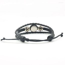 Charm Bracelets Black And White Tai Chi Snap Button Bracelet Yin Yang Jewellery Steampunk Men Leather Handmade Bangle Weave GiftsCharm Raym22