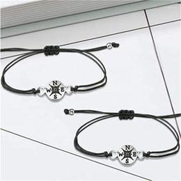 Link Bracelets 2pcs Compass Bracelet Friend Gifts For Couples Matching Gift
