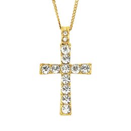 Hip Hop Rapper shiny diamond pendant necklace crucifix pendant street personality creative micro-inset full zircon Jewellery 60cm necklace 1362