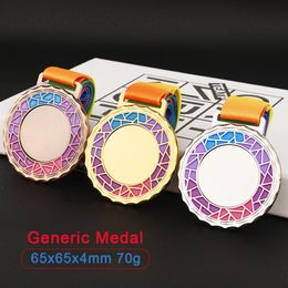 Decorative Objects Figurines Medals for Competition Blank Medal Sports Medals Game Trophy Gold Silver Bronze Sports Souvenir Medals With Ribbon Free Print 230621