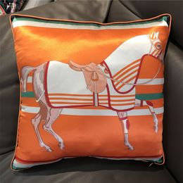 Pillow Case Brand Design Horse Sofa Silk Throw Pillow Fashion High-grade Pillowcase Chair Car Cushion Cover Home Decoration Fashion Pillow 230621