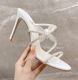 Summer Women's Strap High Heel Sandals Designer's Temperament Sparkling Rhinestone Butterfly Sexy Gladiator Sandalias EU35-43