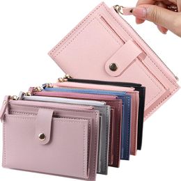 Card Holders Women Wallets PU Leather Female Purse Mini Hasp Solid Multi-Cards Holder Coin Short Slim Small Wallet Zipper