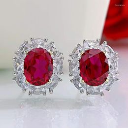 Stud Earrings Jewelry 2023 Solid 925 Sterling Silver 7 9MM Ruby Simple Atmospheric