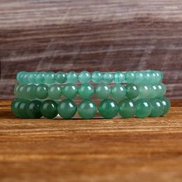 Strand Beaded Strands Fashion Natural Jewellery Green Aventurine Round Beads Bracelet Be Fit For Men And Women Accessories Amulets Gifts