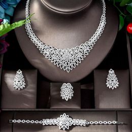 Necklace Earrings Set Fashion Luxury Geometric Design Bridal Nigerian Wedding African Costume Big 4pc For Women Accessories N-1180