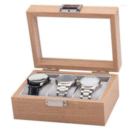 Watch Boxes & Cases Portable 3 Slot Wood Display Case Box And Lock Storage OrganizerWatch