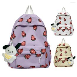 School Bags Women Travel Backpack Fashion Cute Strawberries Schoolbag Bookbag Large Capacity Simple Handbags For Teenager Student