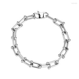 Link Bracelets Chain Stainless Steel Hip Hop Unique U Gold Bracelet Street Dance Fashion Statement Jewerly Gift For Men Women Raym22