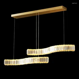 Pendant Lamps Postmodern Luxury Brass Lights Fashion Dining Room Bar K9 Crystal Suspension Lamp Home Decor Lighting Fixtures