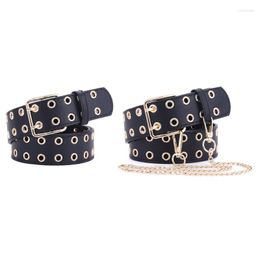 Belts Rock Bands PU Belt With Detachable Chain Women Men Punk And Roll H7EF