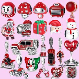 925 sterling silver charms for Jewellery making for pandora beads Colour Red Heart Car Crane charm set Pendant