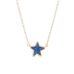 Novos colares pequenos de estrela do mar dançante resina estrela druzy para mulheres pingentes