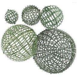 Decorative Flowers 5 Pcs Wedding Frames Grass Ball Rack Party Flower Holder 25x25cm Props Green Plastic Topiary Cage Ball-flower