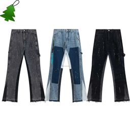 Men's Jeans Clothing Denim Pants Galleryes Depts Deconstructed Splice Speckle Flare Street Casual Women's Raw Edge Hip Hop Trousers