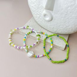 Charm Bracelets 3Pcs/set Fashion Colourful Bracelet Set For Women Girls Summer Beach Friendship Rice Beads Bohemia Jewellery Gifts