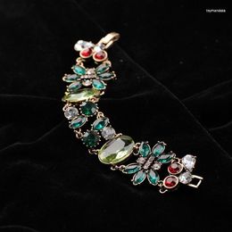 Charm Bracelets Geometric Floral Green Crystal Bracelet Female 2023 Fashion Vintage Costume Jewelry Wholesale In Box Raym22