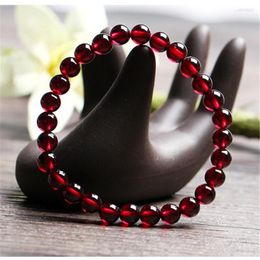 Strand Drop 6mm Natural Genuine Wine Red Garnet Crystal Round Clear Beads Stretch Charm Bracelets Fashion Women Stone Bracelet