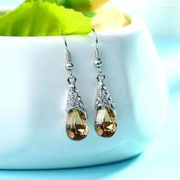 Dangle Earrings ER-00249 In Korean Fashion Crystal Jewerly Wedding Gift Silver Plated Teardrop Drop Earring For Women Accessories