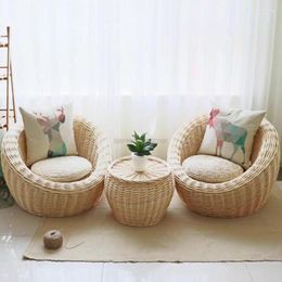 Camp Furniture Bedroom Balcony Small Sofa Rattan Chair Combination Three-piece Casual Pastoral Single Double Lazy Creative Personality