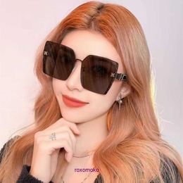 H letter sunglasses Fashion Korean version women's orange UV resistant large frame With Gift Box