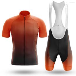 Racing Sets 2023 Orange Gradient Cycling Jersey Set Sport Team Bike Men Clothing Quick Dry Summer Sleeve Shirt Bib Short Gel Pad