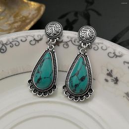 Necklace Earrings Set Blue Vintage Pendant For Women Luxury Water Drop Turquoise Earings Sets Women's Party Weddings Jewelry Accessories