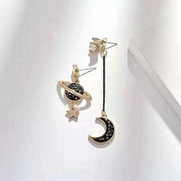 Stud Earrings Asymmetrical Star Moon Women Fashion Korean Temperament Earring Long Personality Ear Jewelry Exquisite