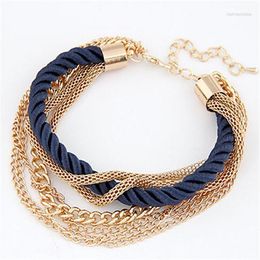 Link Bracelets Chain Fashion Woman Woven Multilayer Bracelet Luxury Braided Rope Black Boho Jewellery Raym22