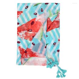 Scarves 2023 Watermelon Print Tassel Scarf And Shawls Women Long Soft Fruit Wrap Hijab