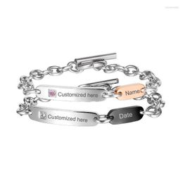 Charm Bracelets Custom Couple CZ Stainless Steel Toggle-Clasp Wrist Gift For Anniversary Birthday Men Woman Sister Jewellery Raym22