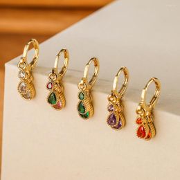 Dangle Earrings BUY Trendy White/Green/Red/Purple Multi Colours CZ Drop For Women Girl Gold Colour Wedding Jewellery Femme Bijoux