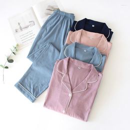 Women's Sleepwear Spring And Autumn Style Cotton Couple Pyjamas Suit Men's Long-sleeved Trousers Ladies Knitted Plus Size Home Service