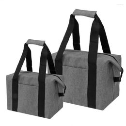 Storage Bags Home Thermal Insulation Foldable Lunch Bag Refined Sewing Grey Function With Small Pockets For Office