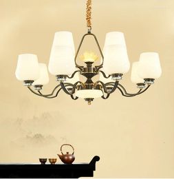 Pendant Lamps Light Luxury Branch Crystal Chandelier All Copper For Lving Room Simple Nordic Retro Multihead Dining Bedroom LED