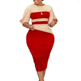 Ethnic Clothing African Birthday Dress Women 2023 Bodycon Party 3/4 Sleeves Christmas Elegant Event Africa Evening Coming Midi Dresses