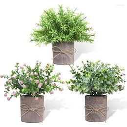 Decorative Flowers -Artificial Plants In Pot Small Artificial Eucalyptus Fake Like Real Set Of 3 For Bedroom