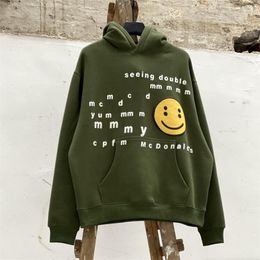 Men's Hoodies Green CPFM Hoodie Men Women 1:1 High Quality Foaming Printing Plush Hooded Sweatshirt Big Smile Logo Pullovers