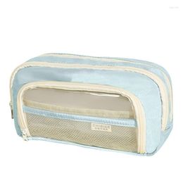 Aesthetic Pencil Pouch Transparent Pouchl Box Large Capacity With Zipper Travel Luggage Makeup Cosmetic Mesh Bag