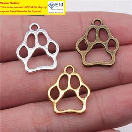 3 Colours Antique Gold Silver Bronze Hollow Dog Paw Charms For Jewellery Making