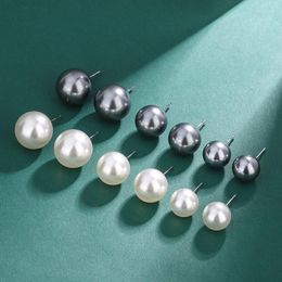 Stud Earrings S925 Sterling Silver 10mm White Tahitian Pearls Unusual 2023 Female South Korea Jewellery Accessories Engagement Gifts