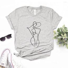 Women's T Shirts Abstract Woman Body Print Women Tshirts Cotton Casual Funny Shirt For Lady Yong Girl Top Tee Hipster T535