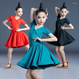 Stage Wear Kids Child Girls Latin Dance Dress Clothes Competition Ballroom Salsa Tango Dresses Performance Practice Clothing