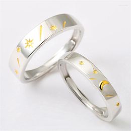 Wedding Rings 2023 Arrival Romantic Sun Moon Meteor Shower Couple Tibetan Silver Golden Paired Lovers Engagement Ring Unix Jewellery